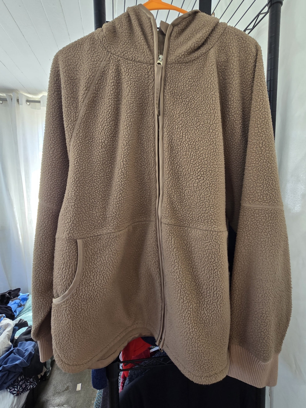 Varley Women's Taupe Brown Sherpa Hoodie